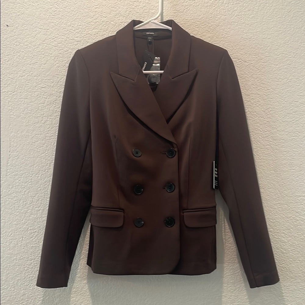 NWT Express Women's Espresso/Dark Brown Double-Breasted Blazer